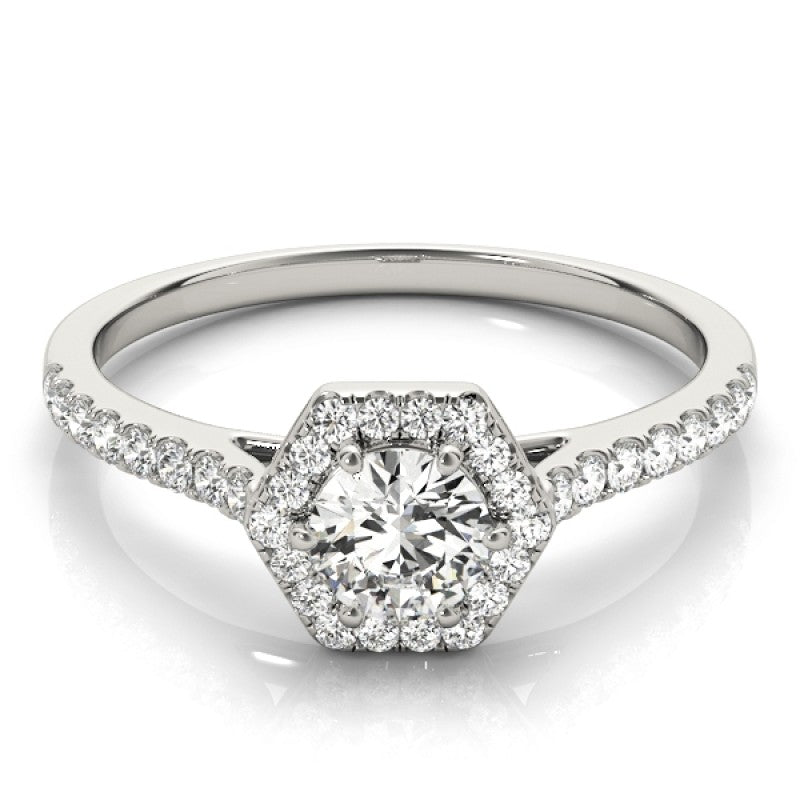 Hexagon  Halo with Diamonds Complete Includes Center Stone 1.00 Ct. $1699.00